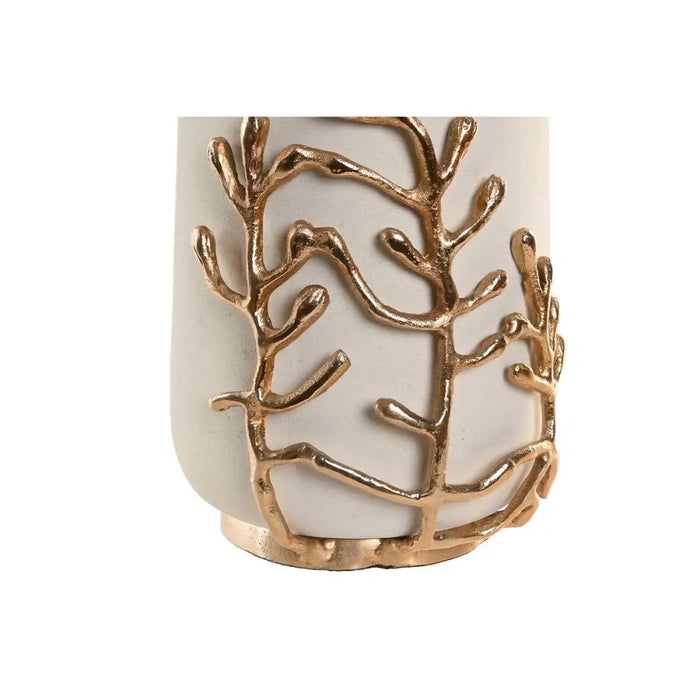 Vase Home ESPRIT White Golden Aluminium Modern 15 x 15 x 52 cm - Декорация и Осветление<<<Дом Градина<<<BigBuy&&&Украса
