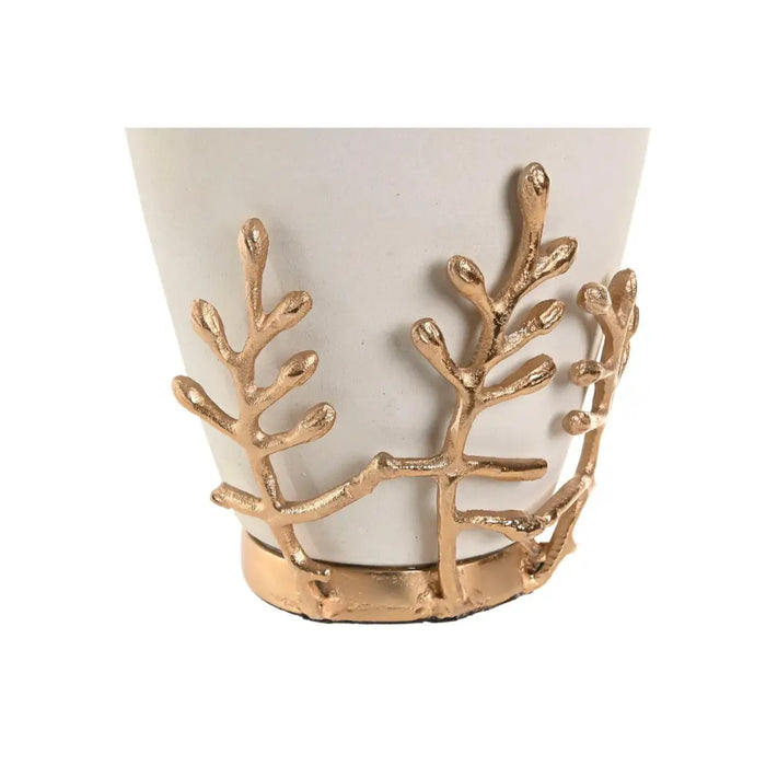Vase Home ESPRIT White Golden Aluminium Modern 16 x 16 x 31 cm - Декорация и Осветление<<<Дом Градина<<<BigBuy&&&Украса