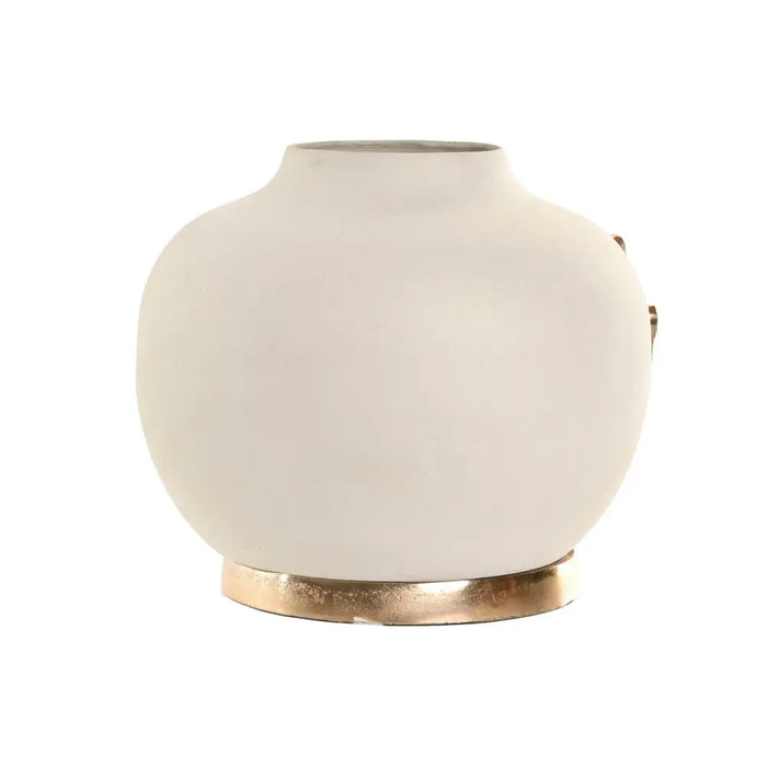 Vase Home ESPRIT White Golden Aluminium Modern 19 x 19 x 18 cm - Декорация и Осветление<<<Дом Градина<<<BigBuy&&&Украса