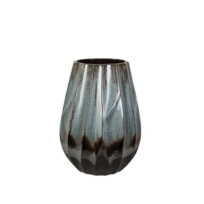 Vase Romimex Blue Black Blue/Black Ceramic 23 x 28 x 23 cm - Декорация и Осветление<<<Дом Градина<<<BigBuy&&&Украса за