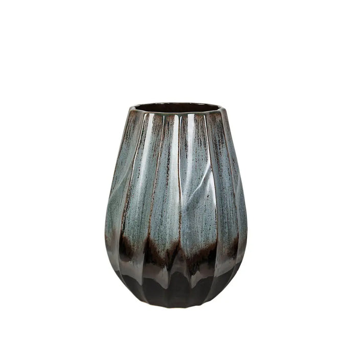 Vase Romimex Blue Black Blue/Black Ceramic 23 x 28 x 23 cm - Декорация и Осветление<<<Дом Градина<<<BigBuy&&&Украса за