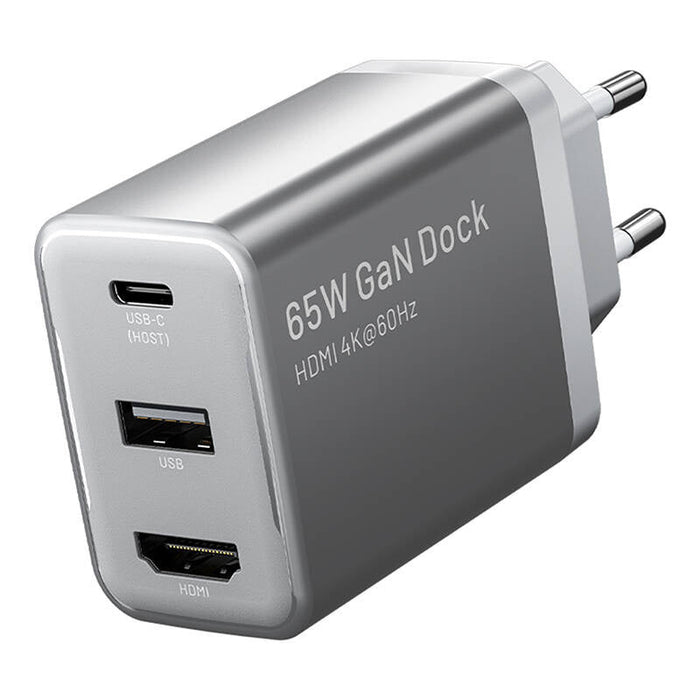 Vention FJAH0-EU USB(C + A)+HDMI GaN mains charger (60W/5W/4K@60Hz) (grey) - mains chargers<<<Chargers<<<GSM