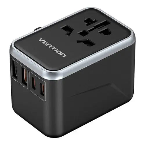 Vention FJFB0 GaN 2xUSB-C 2xUSB-A Universal Travel Adapter 65W (black) - mains chargers<<<Chargers<<<GSM