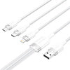 USB 2.0 A to 3in1 3A cable Vention CTPWG 1.5M (white)