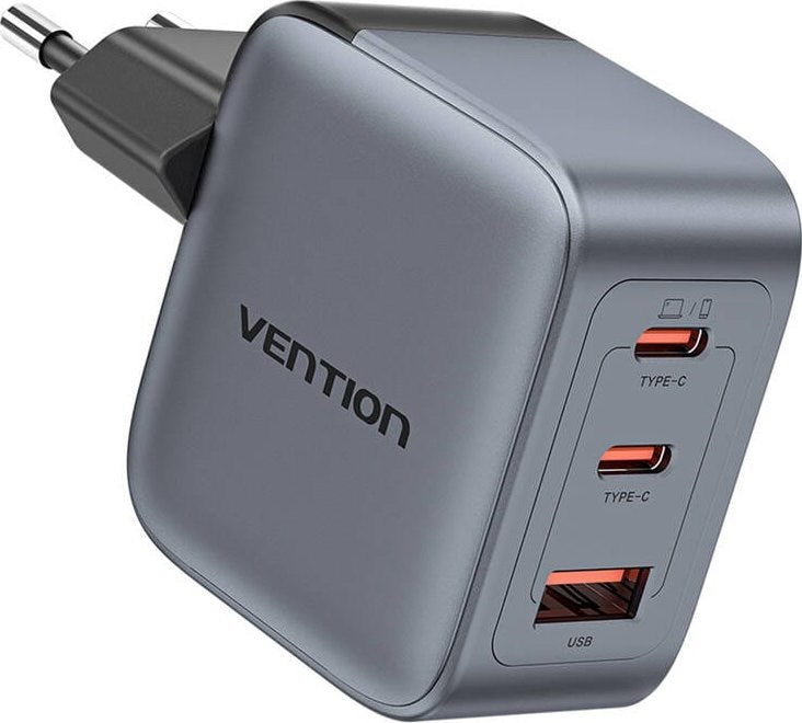 GaN Vention USB-C+C+A 70W Charger (Gray)