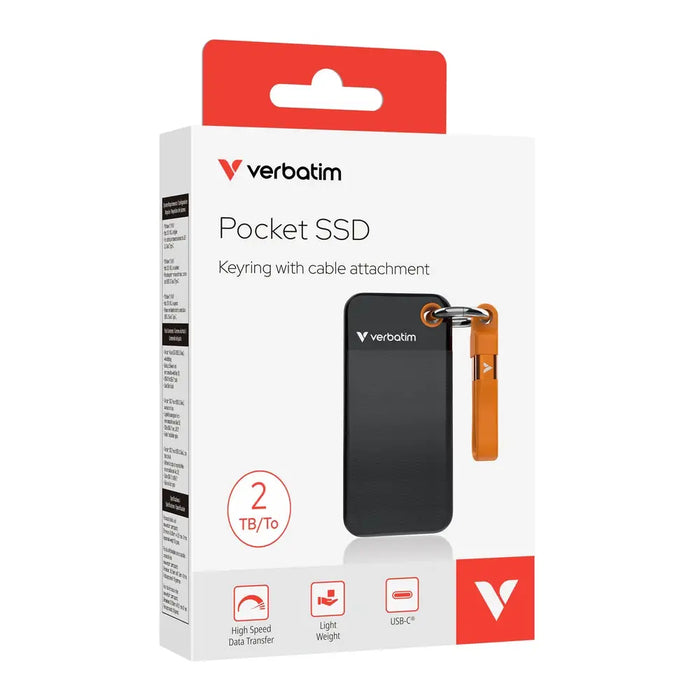 Verbatim Pocket SSD USB 3.2 Gen 2 2TB Black/Orange - SSD дискове<<<VERBATIM памети и аксесоари<<<VERBATIM<<<PolyComp