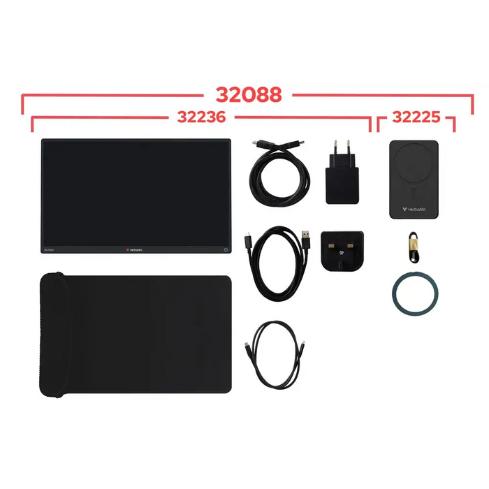 Verbatim Portable 14’’ FHD Touch Monitor LIGHT with Wireless Power Supply incl. Power Bank 5000mAh - Monitors