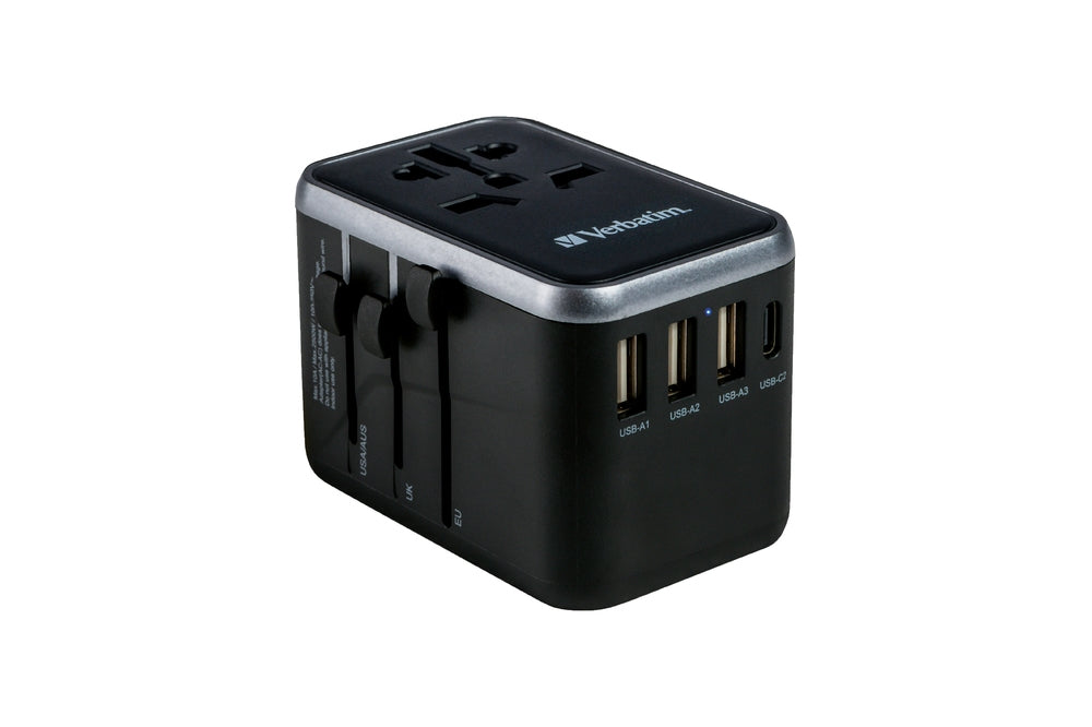 Verbatim UTA-04 Universal Travel Adapter with 1 x USB-C PD 61W & QC 3.0 / 1 x USB-C / 3 x USB-A - Аксесоари<<<VERBATIM