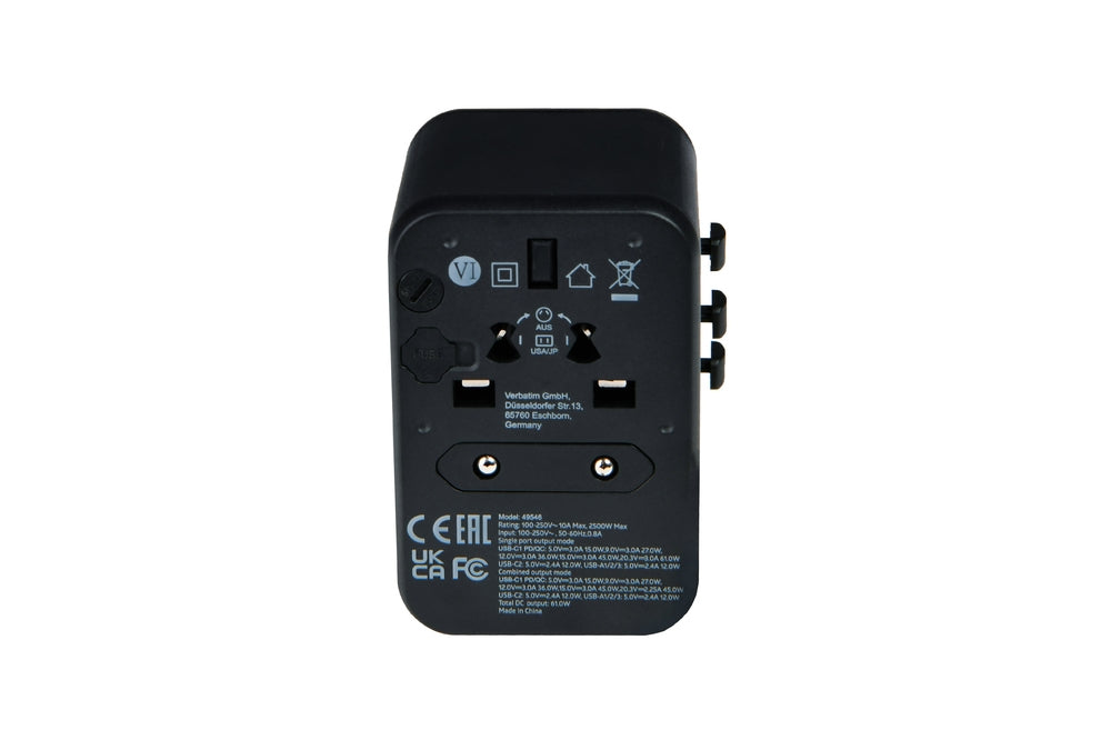 Verbatim UTA-04 Universal Travel Adapter with 1 x USB-C PD 61W & QC 3.0 / 1 x USB-C / 3 x USB-A - Аксесоари<<<VERBATIM
