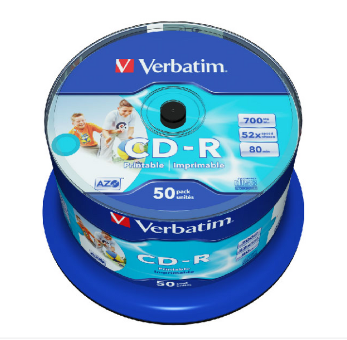 Verbatim CD-R Printable 700Mb. 50 pieces per spindle