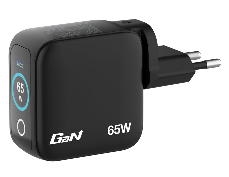 Verbatim Mini GaN Charger 65W with Display + 60W USB-C to USB-C Cable (Charger and Data transfer) Grey