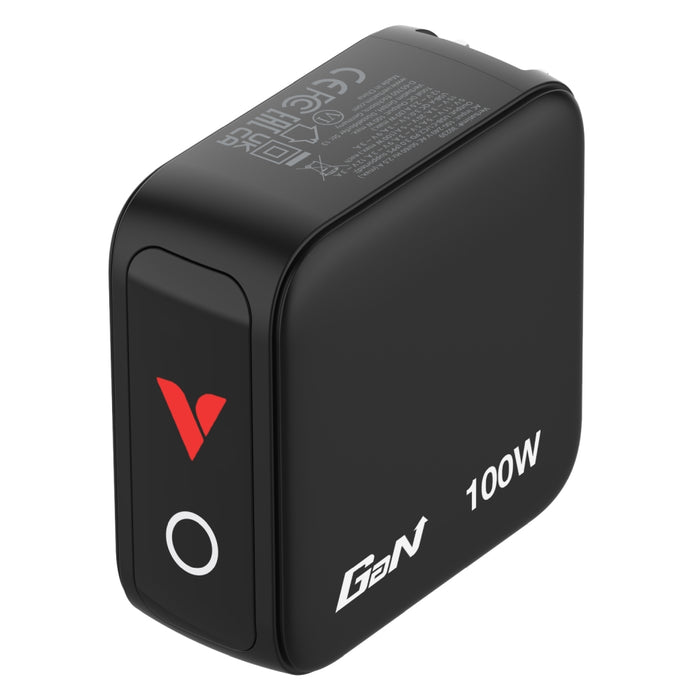 Verbatim Mini GaN Charger 100W with Display + 100W USB-C to USB-C Cable (Charger and Data transfer) Grey
