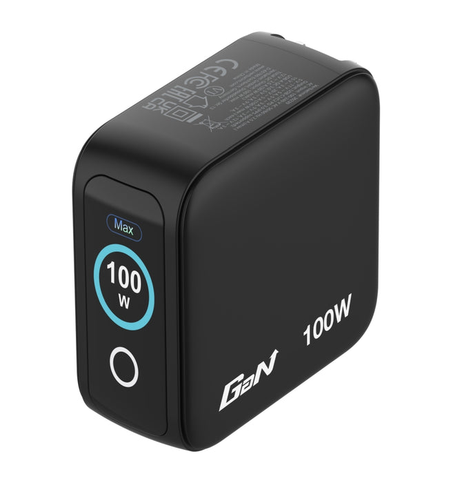 Verbatim Mini GaN Charger 100W with Display + 100W USB-C to USB-C Cable (Charger and Data transfer) Grey