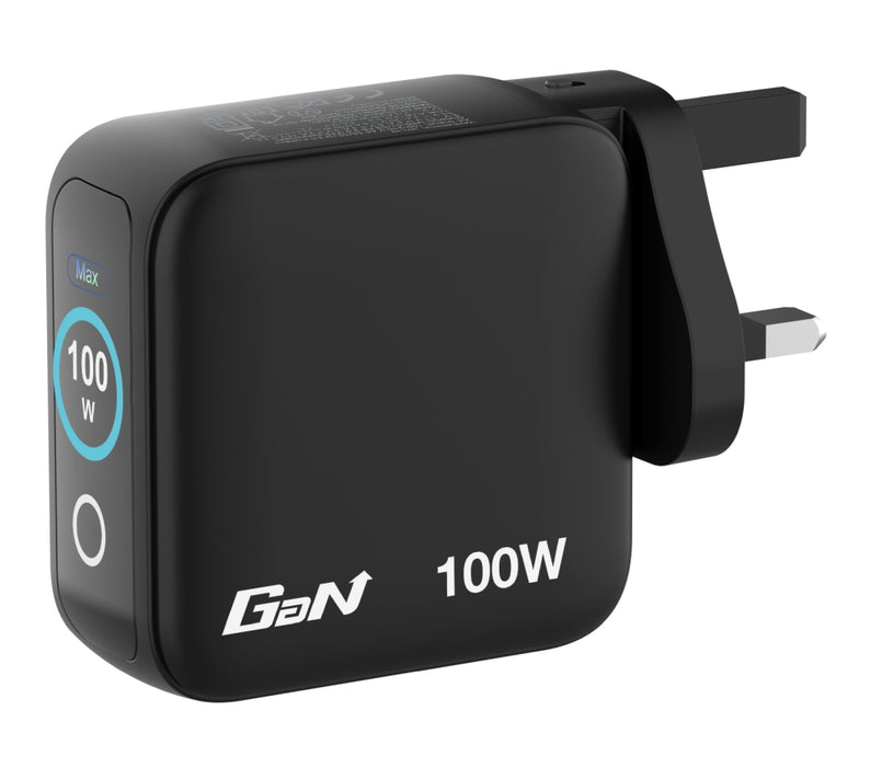 Verbatim Mini GaN Charger 100W with Display + 100W USB-C to USB-C Cable (Charger and Data transfer) Grey