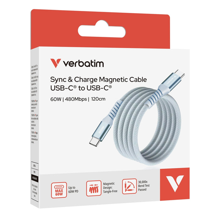Verbatim Sync & Charge USB-C to USB-C 60W Magnetic 120 cm - Blue
