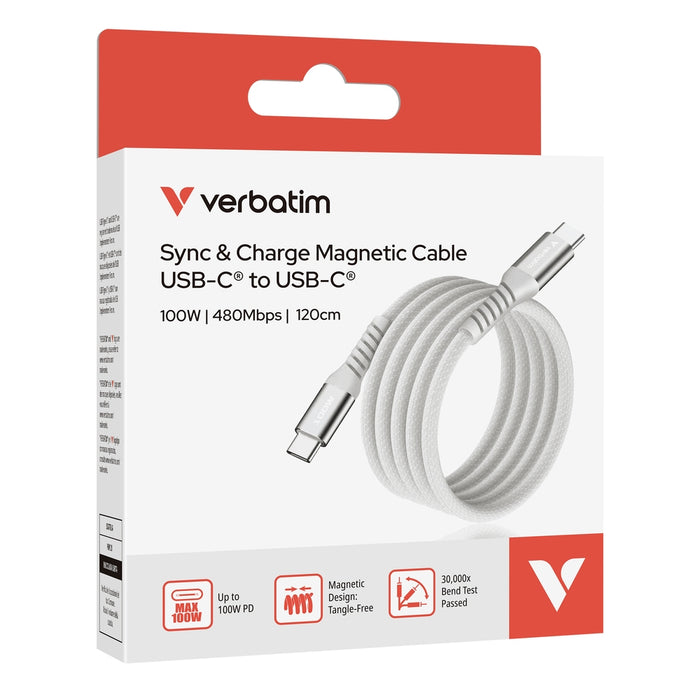 Verbatim Sync & Charge USB-C to USB-C 100W Magnetic 120 cm - Grey