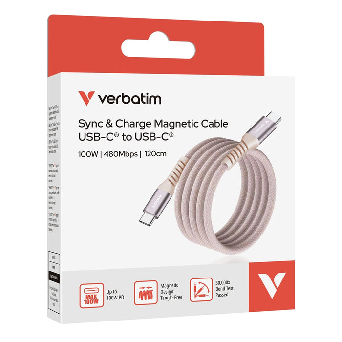 Verbatim Sync & Charge USB-C to USB-C 100W Magnetic 120 cm - Pink