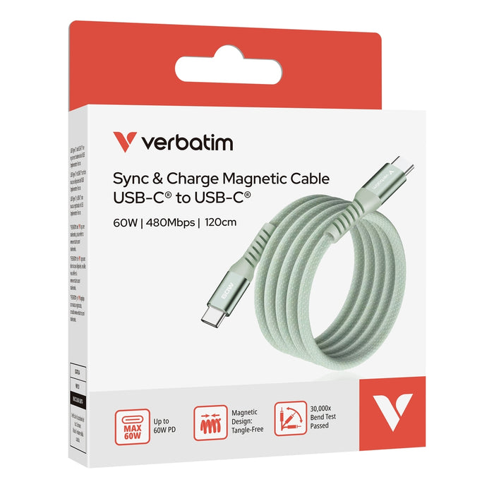 Verbatim Sync & Charge USB-C to USB-C 60W Magnetic 120 cm - Green