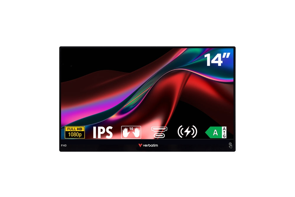 Verbatim Portable 14" FHD Touch Monitor LIGHT with Wireless Power Supply incl. Power Bank 5000mAh