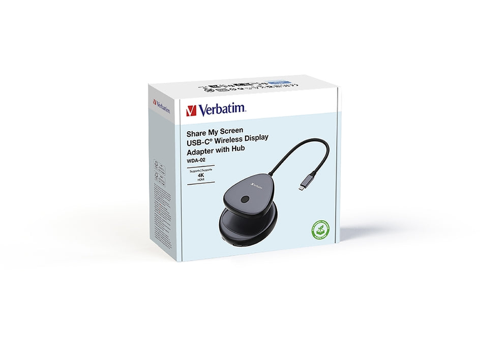 Verbatim Share My Screen USB-C Wireless Display Adapter 4K with Hub WDA-02