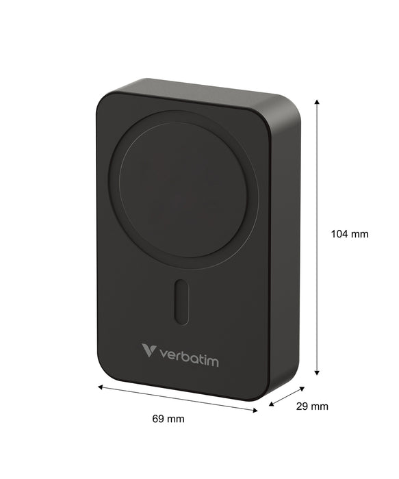 Verbatim Charge 'n' Go Essentials Power Bank Magnetic Wireless 20000mAh Black