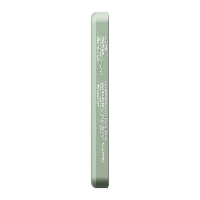 Verbatim Charge 'n' Go Essentials Power Bank Magnetic Wireless 5000mAh Green