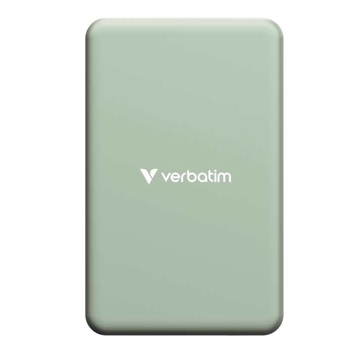 Verbatim Charge 'n' Go Essentials Power Bank Magnetic Wireless 5000mAh Green