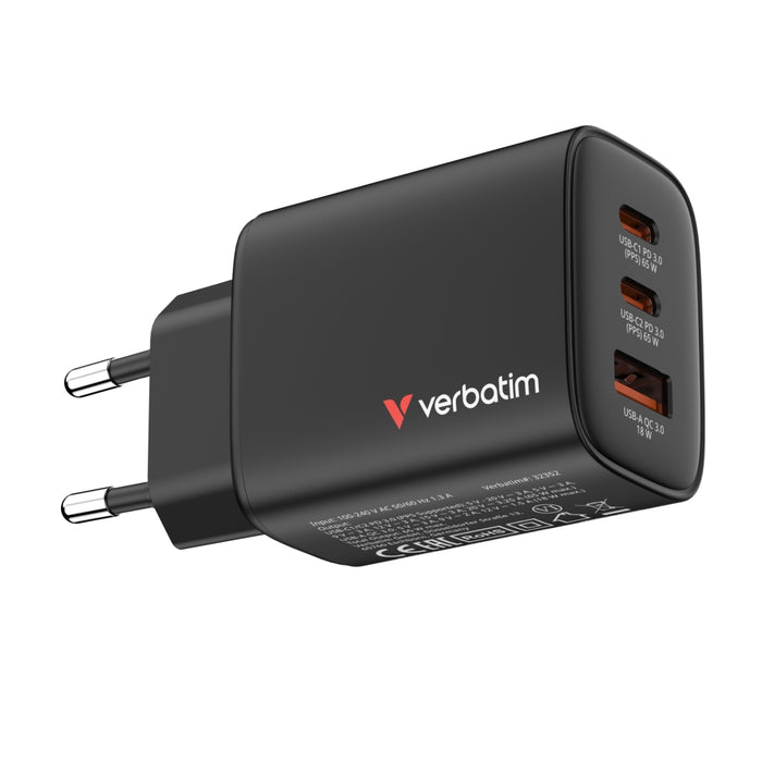 Verbatim Essentials GaN Charger 65W EU plug Black