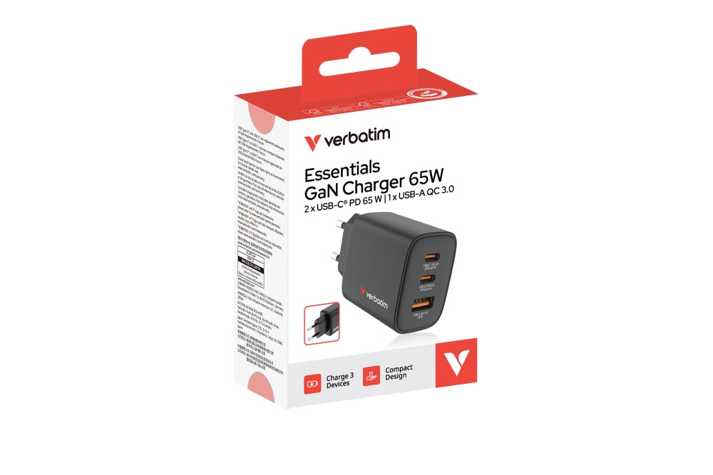 Verbatim Essentials GaN Charger 65W EU plug Black