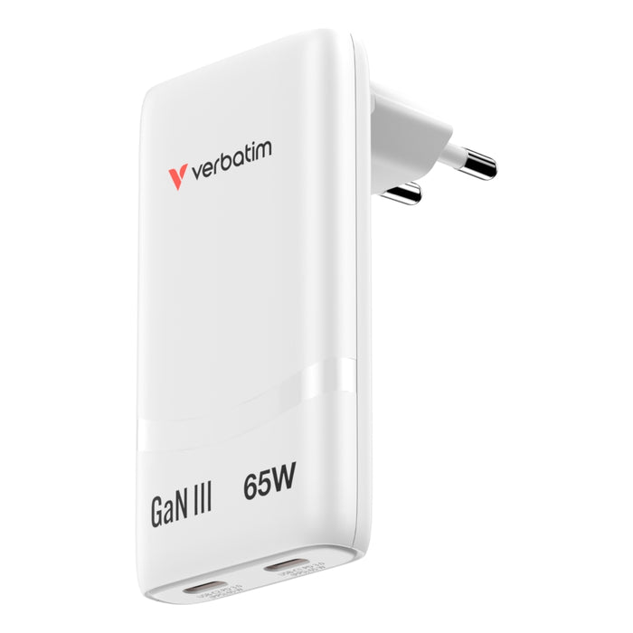 Verbatim Fold 'n' Go GaN Charger 65W EU plug White