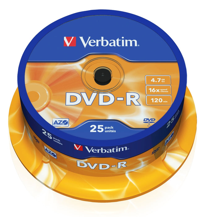 Verbatim DVD-R AZO 4.7GB 16X MATT SILVER SURFACE (25 PACK)