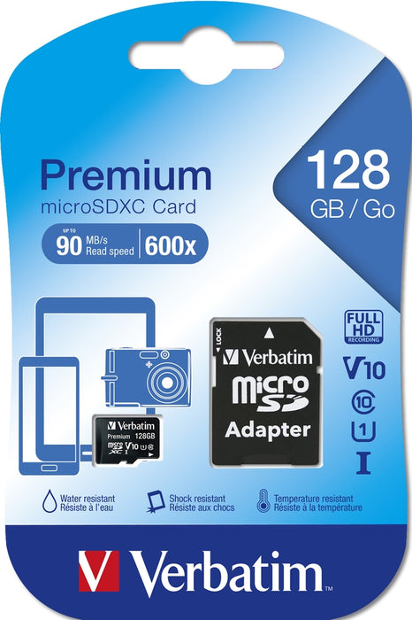 Verbatim Premium micro SDXC 128GB Class 10 (Incl. Adaptor)