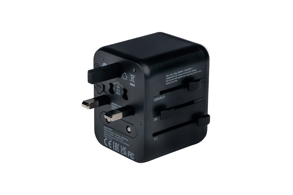 Verbatim UTA-01 Universal Travel Adapter with 2 x USB-A ports