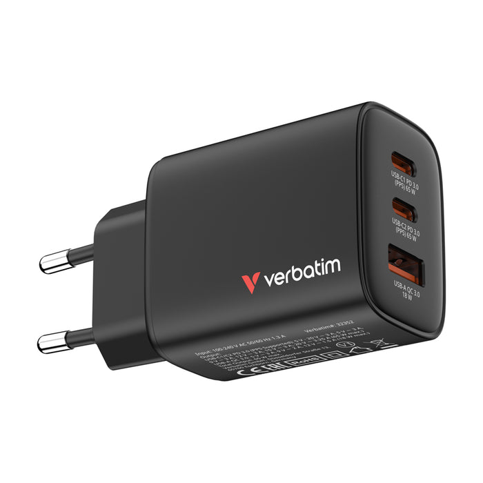 Verbatim Essentials GaN Charger 65W EU plug Black