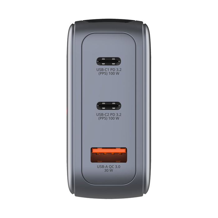 Verbatim Mini GaN Charger 100W with Display + 100W USB-C to USB-C Cable (Charger and Data transfer) Grey