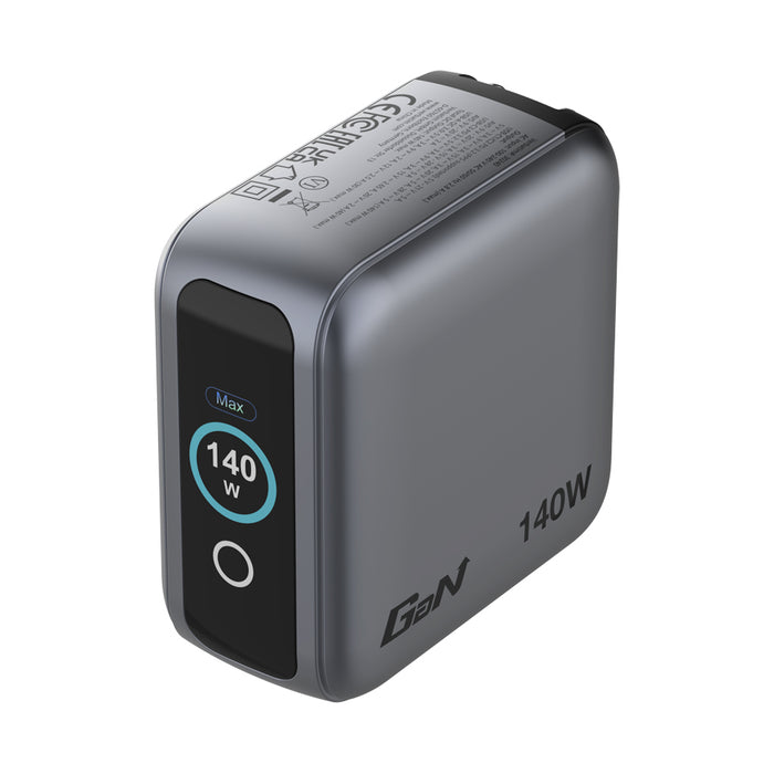 Verbatim Mini GaN Charger 140W with Display + 140W USB-C to USB-C Cable (Charger and Data transfer) Grey
