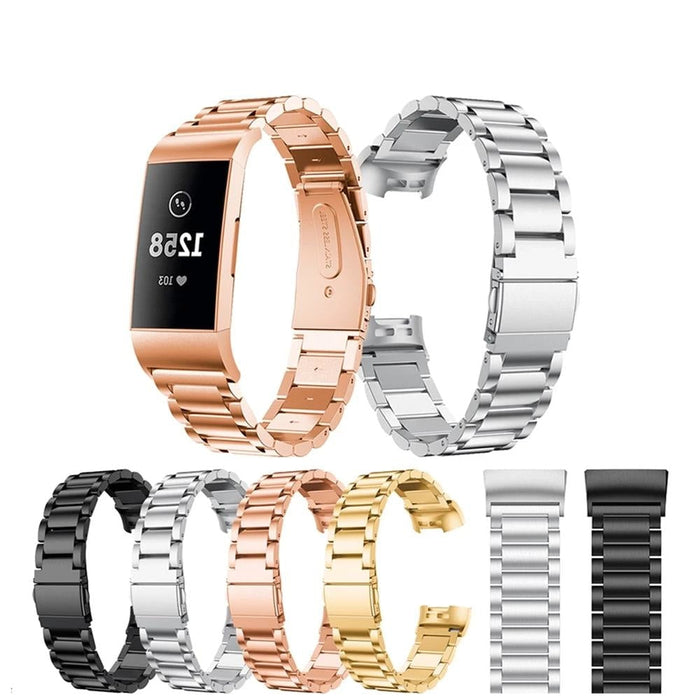 Metal strap stainless steel watch for Fitbit Charge 3