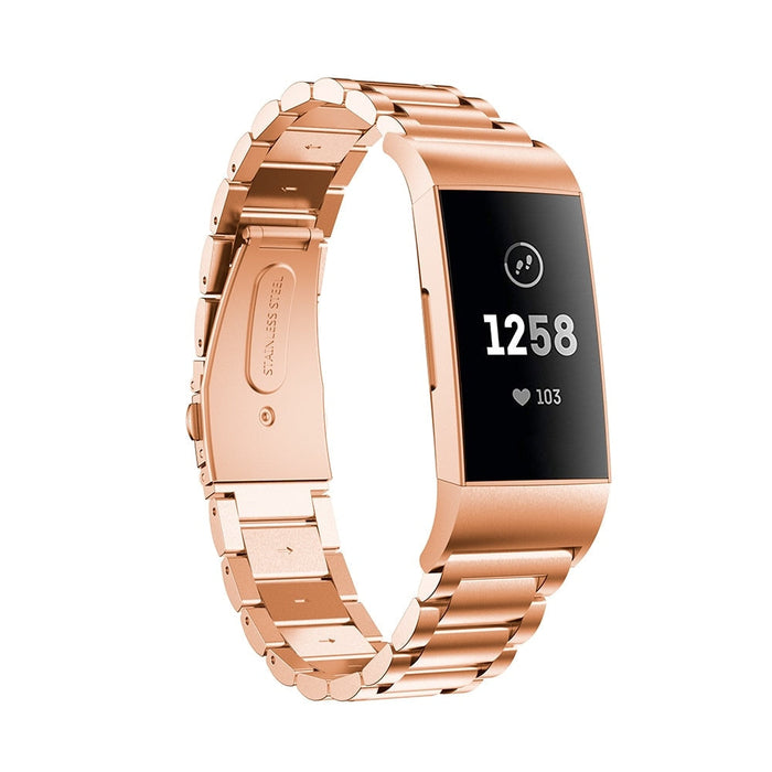 Metal strap stainless steel watch for Fitbit Charge 3