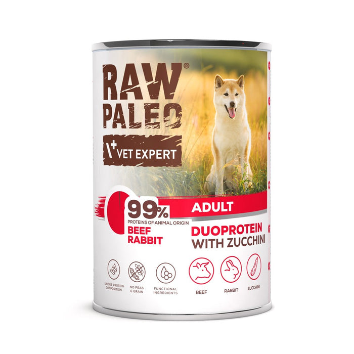 VETEXPERT Raw Paleo Duoprotein Beef & Rabbit Adult - wet dog food - 400g