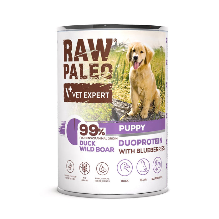 VETEXPERT Raw Paleo Duoprotein Duck & Boar Puppy - wet dog food - 400g