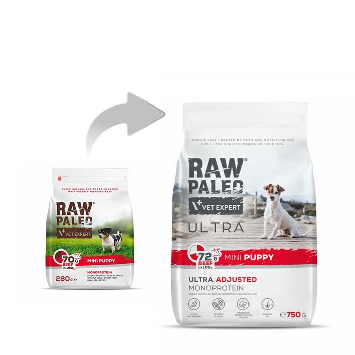 VETEXPERT Raw Paleo Ultra Mini Puppy Beef - dry food for puppies of small breeds - 750 g