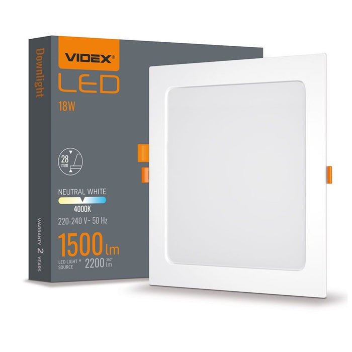 LED LAMP VLE-DLBS-184 DOWNLIGHT SQ 18W/4K/WH VIDEX
