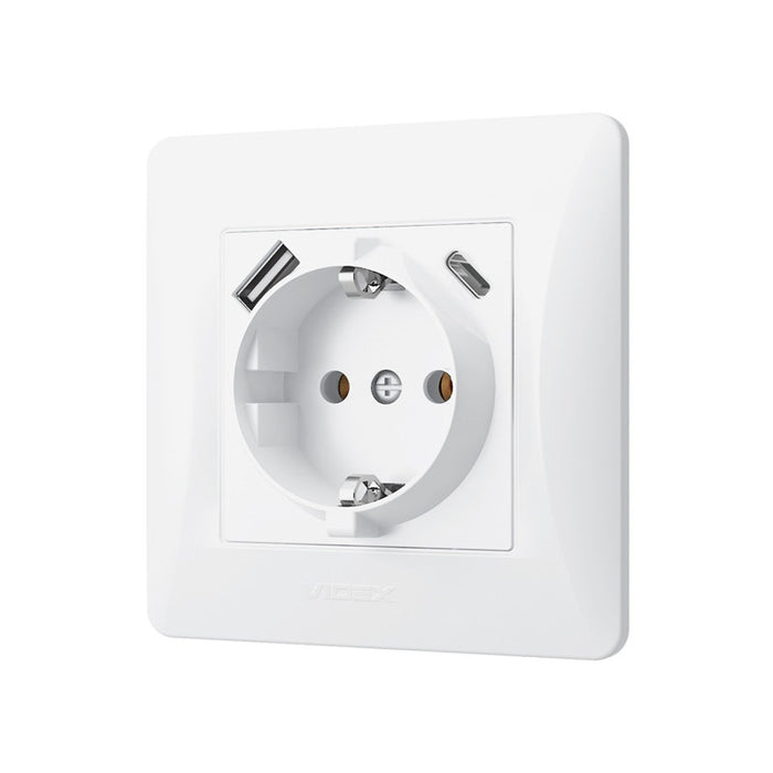 VF-BNSK1GUC-W CONTACT SHUKO USB-A+USB-C BINERA VIDEX - WHITE