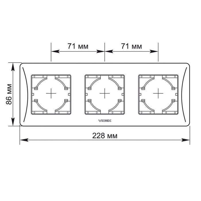 TRIPLE HORIZONTAL FRAME VF-BNFR3H-BG BINERA VIDEX - GRAPHITE