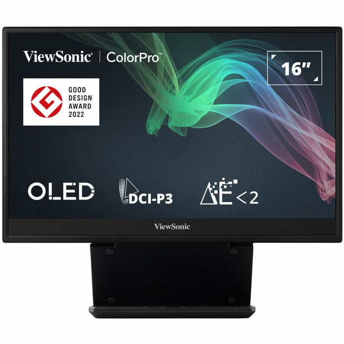 VIEWSONIC VP16-OLED 15.6inch 1920x1080 16:9 FHD Portable OLED monitor Micro HDMI 2 USB-C speakers integration hood