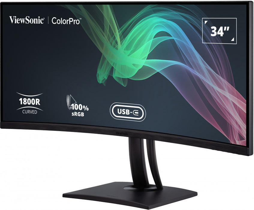 VIEWSONIC VP3481A 34inch 3440x1440 21:9 SuperClear VA Curve monitor hardware calibration 100 sRGB 2xHDMI DP USB type C & USB