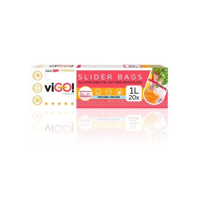FOOD BAG WITH SLIDER 1L 20 PCS. PREMIUM VIGO