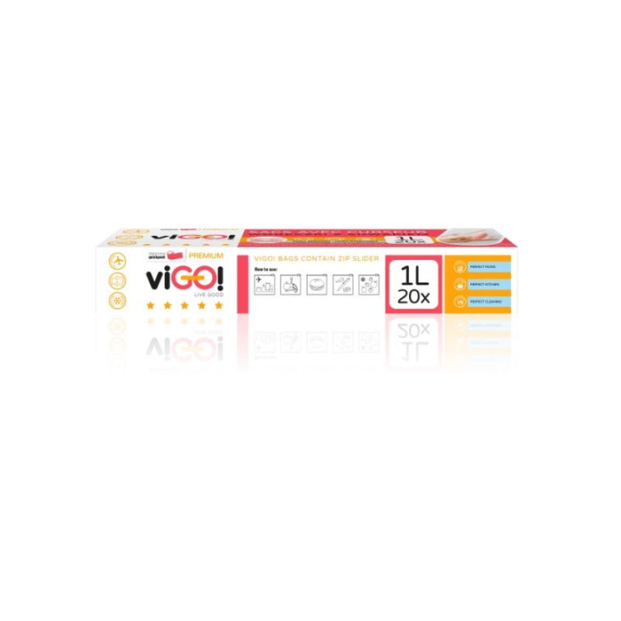 FOOD BAG WITH SLIDER 1L 20 PCS. PREMIUM VIGO
