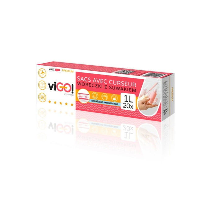 FOOD BAG WITH SLIDER 1L 20 PCS. PREMIUM VIGO