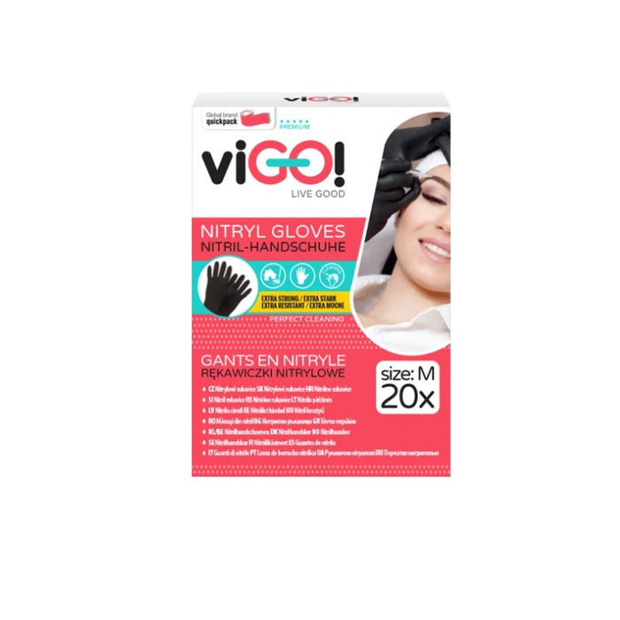 HOUSEHOLD GLOVES NITRILE M PREMIUM VIGO - BLACK